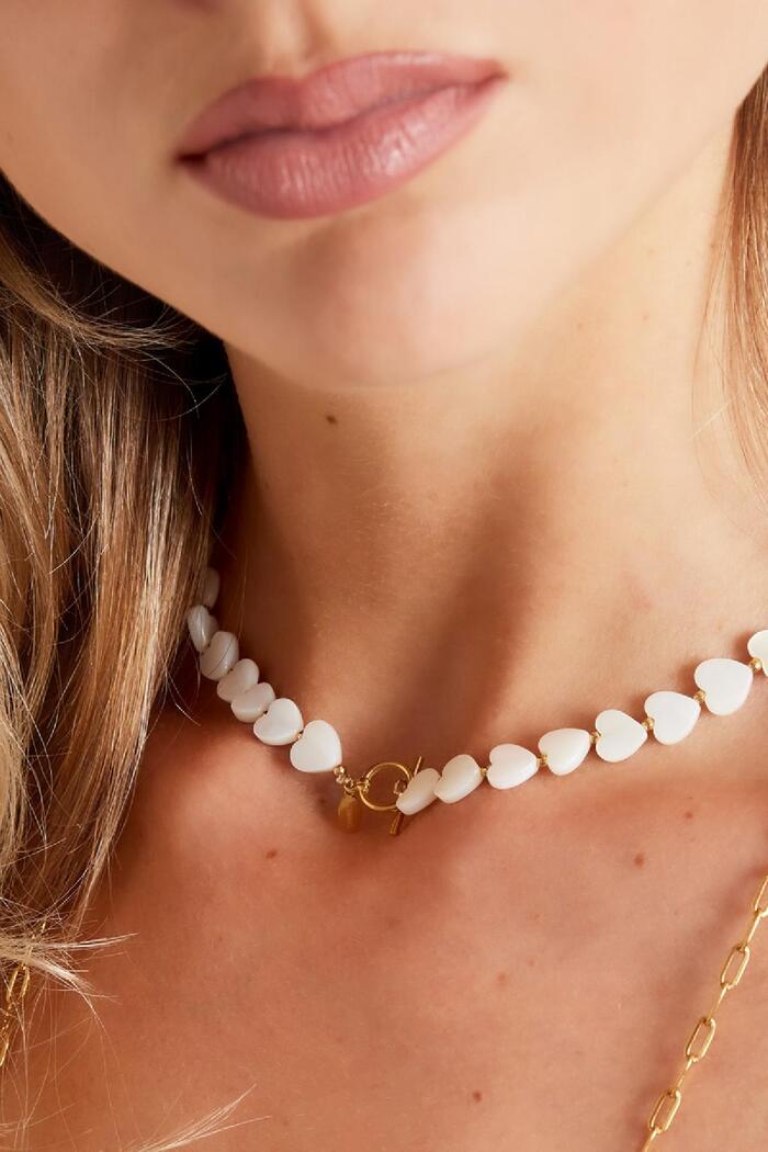 Collier coeurs coquillages - Collection Plage Or blanc Coquilles Image3